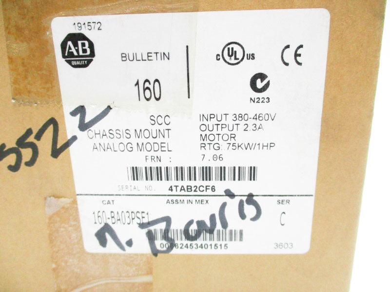 ALLEN BRADLEY 160-BA03PSF1 SER. C F/W 7.06 NSMP