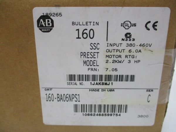 ALLEN BRADLEY 160-BA06NPS1 SER. C F/W 7.05 NSMP