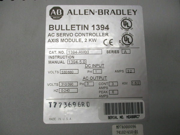 ALLEN BRADLEY 1394-AM03 SER. A (AS PICTURED) UNMP