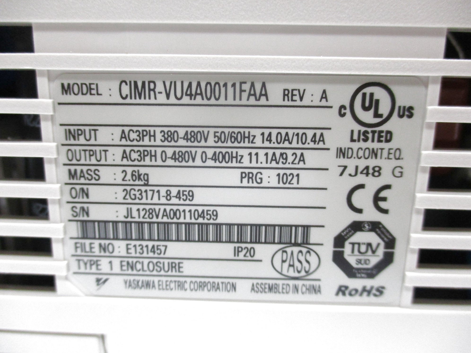 YASKAWA CIMR-VU4A0011FAA 380-480VAC 14.0/10.4A NSMP