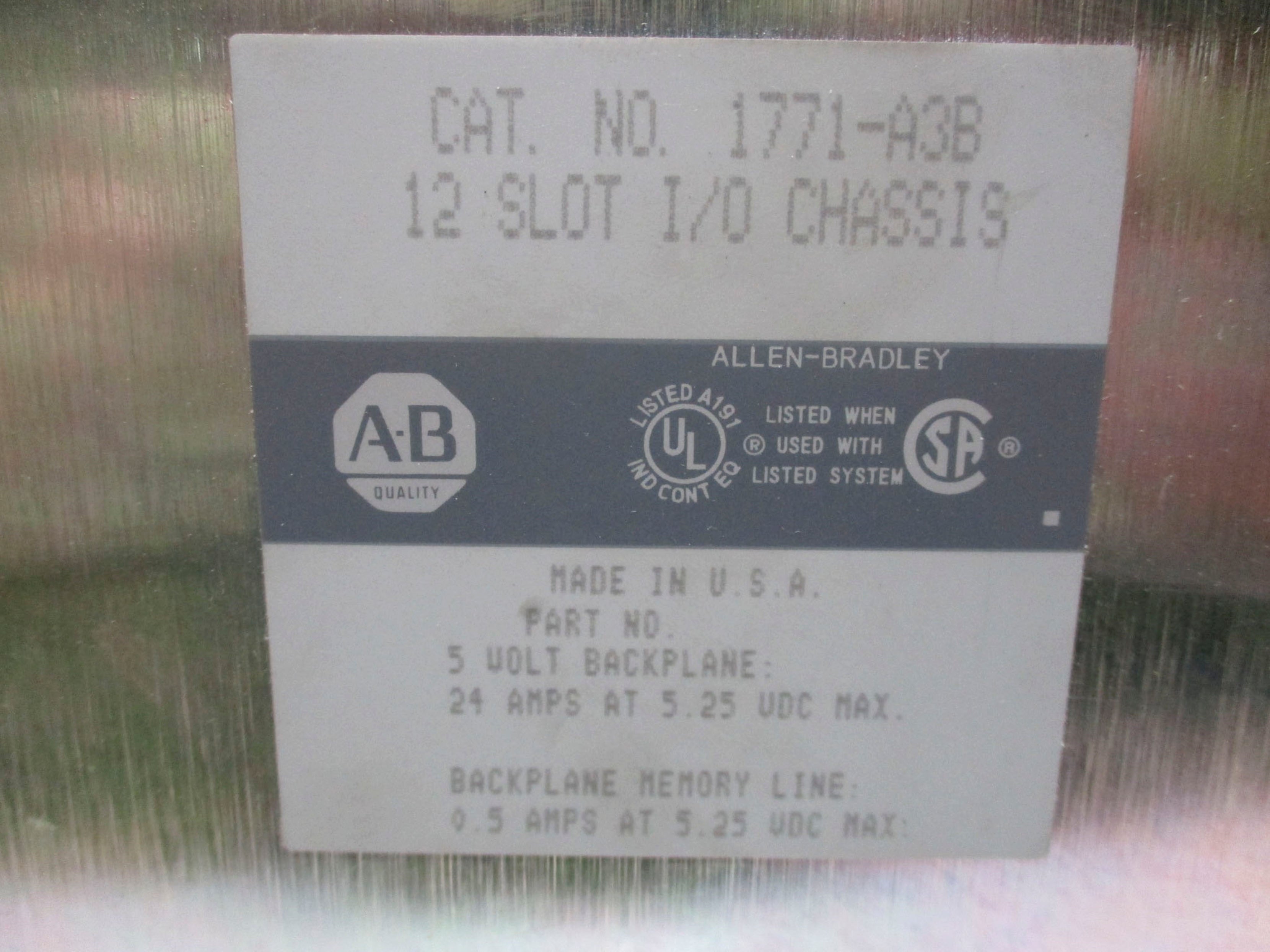 ALLEN BRADLEY 1771-A3B 5.25VDC 24A UNMP