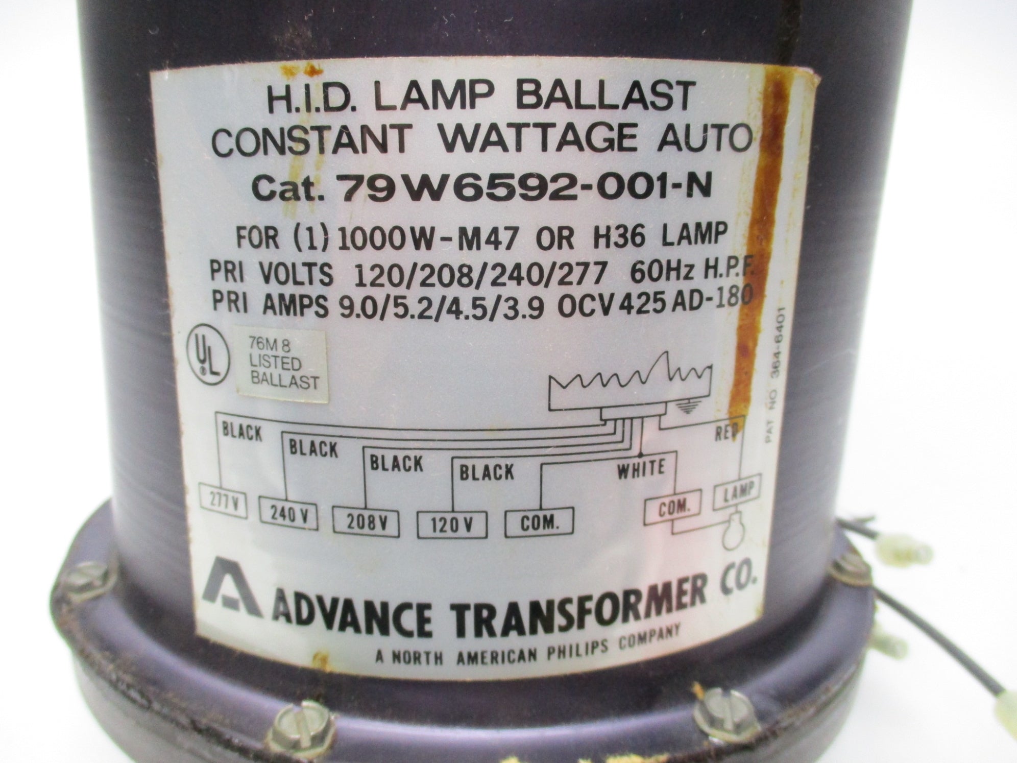 ADVANCE TRANSFORMER 79W6592-001-N UNMP