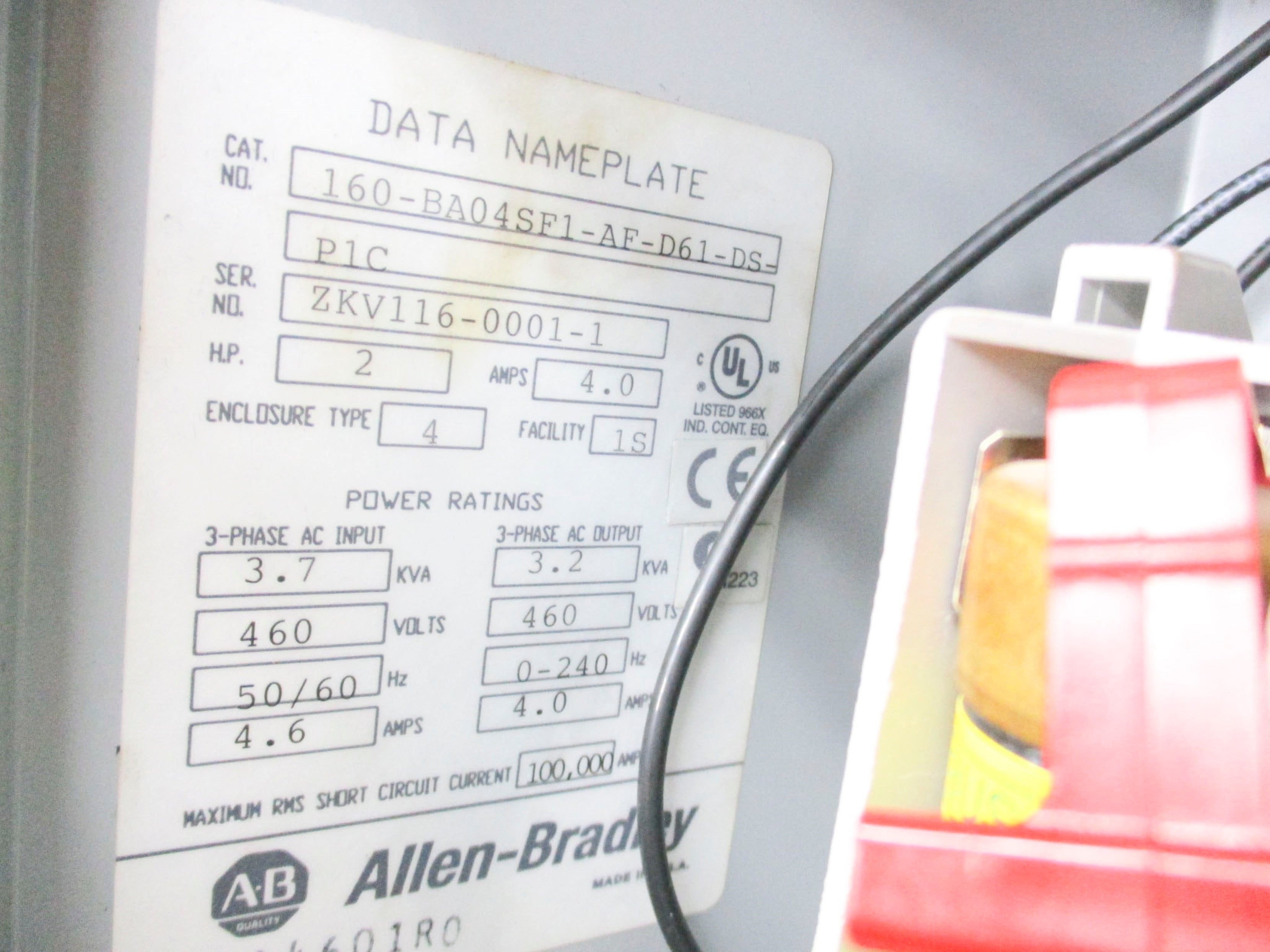 ALLEN BRADLEY 160-BA04SF1-AF-D61-DS-P1C UNMP