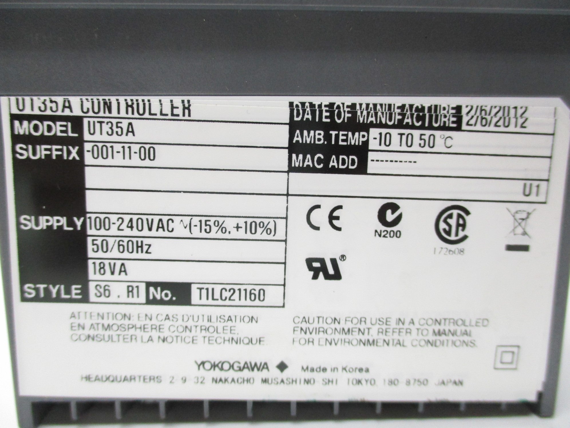 YOKOGAWA UT35A-001-11-00 NSMP