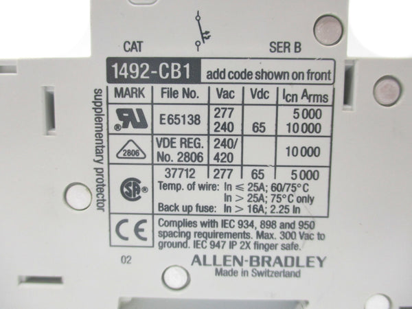 ALLEN BRADLEY 1492-CB1G100 240V UNMP