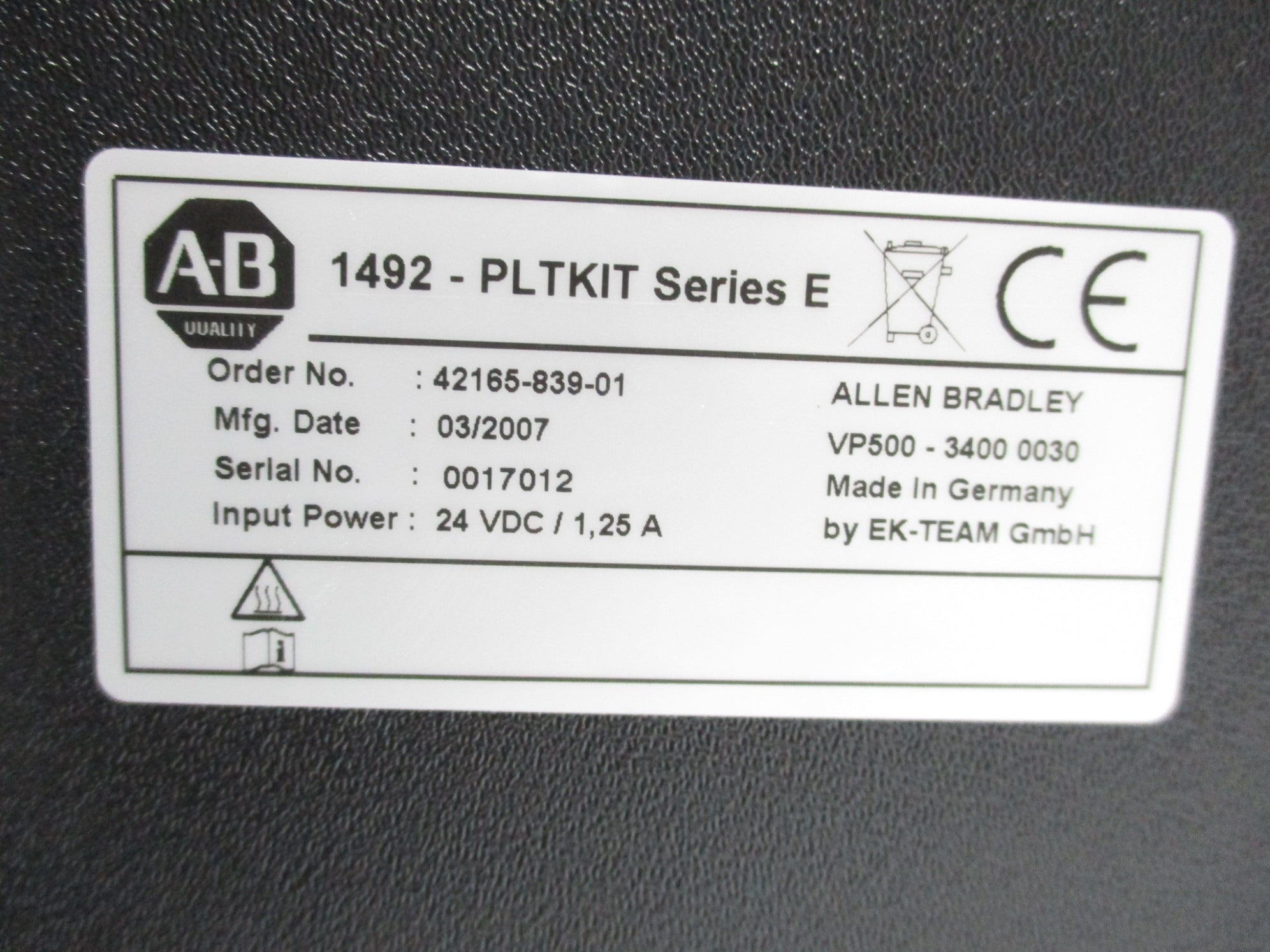 ALLEN BRADLEY 1492-PLTKIT SER. E UNMP