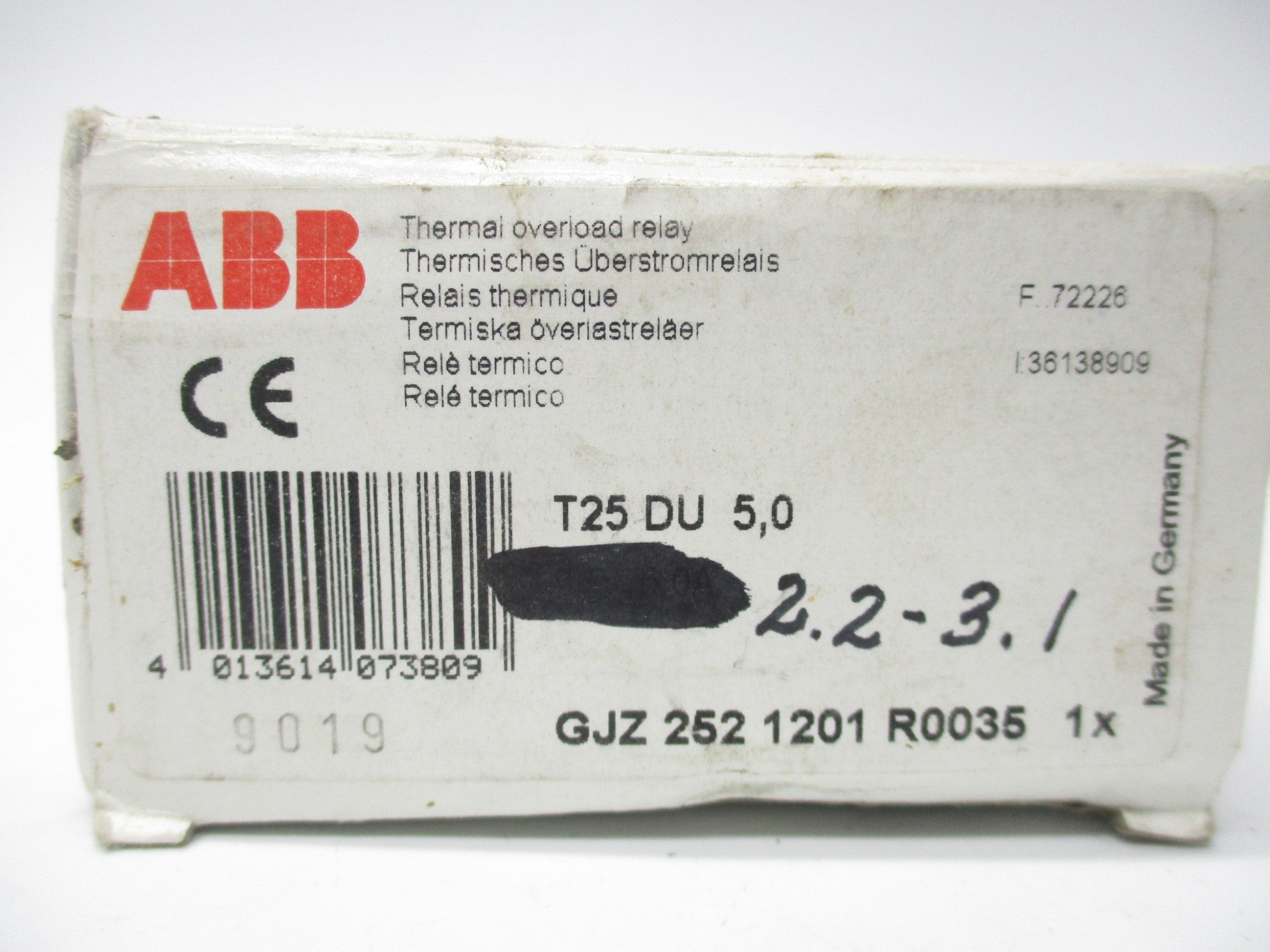 ABB T25DU-3.1 GJZ2521201R0031 2.2-3.1A NSMP