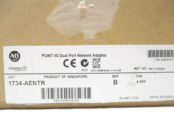 ALLEN BRADLEY 1734-AENTR SER. B 10-28.8VDC 10A F/W 4.005 NSMP