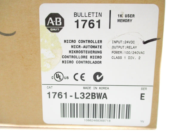ALLEN BRADLEY 1761-L32BWA SER. E 24VDC NSMP