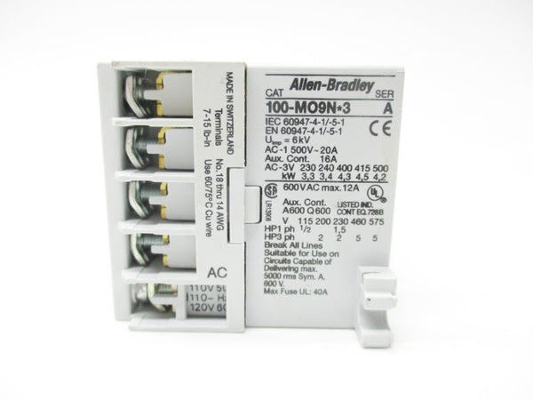 ALLEN BRADLEY 100-M09ND3 SER. A 120V UNMP