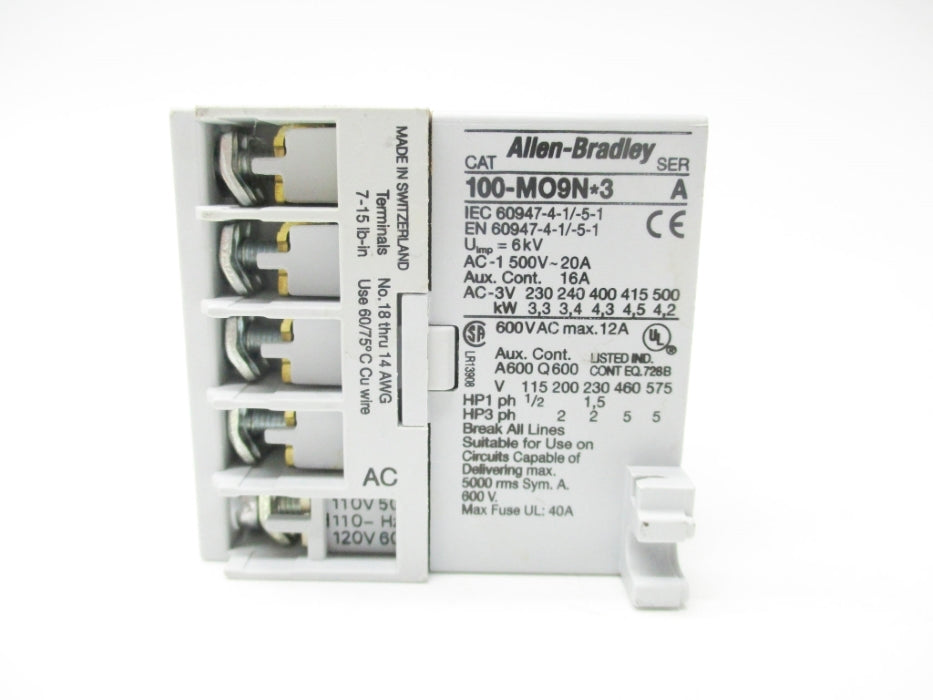 ALLEN BRADLEY 100-M09ND3 SER. A 120V UNMP