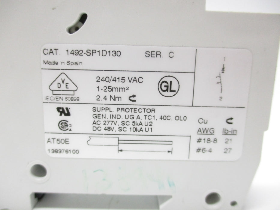 ALLEN BRADLEY 1492-SP1D130 SER. C 240/415VAC 13A NSNP