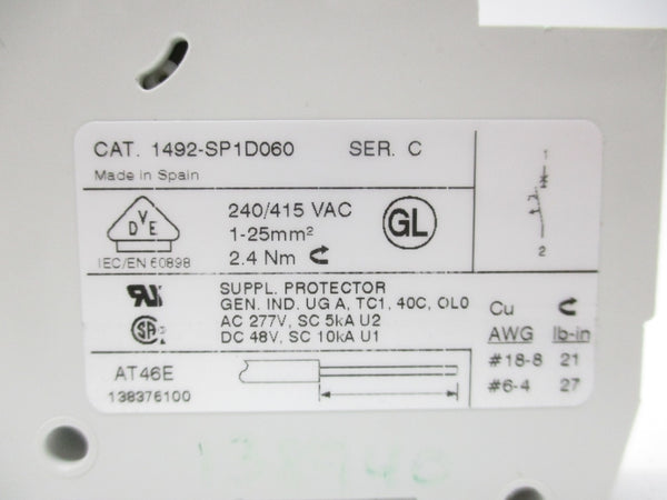 ALLEN BRADLEY 1492-SP1D060 SER. C 48V 6A NSNP