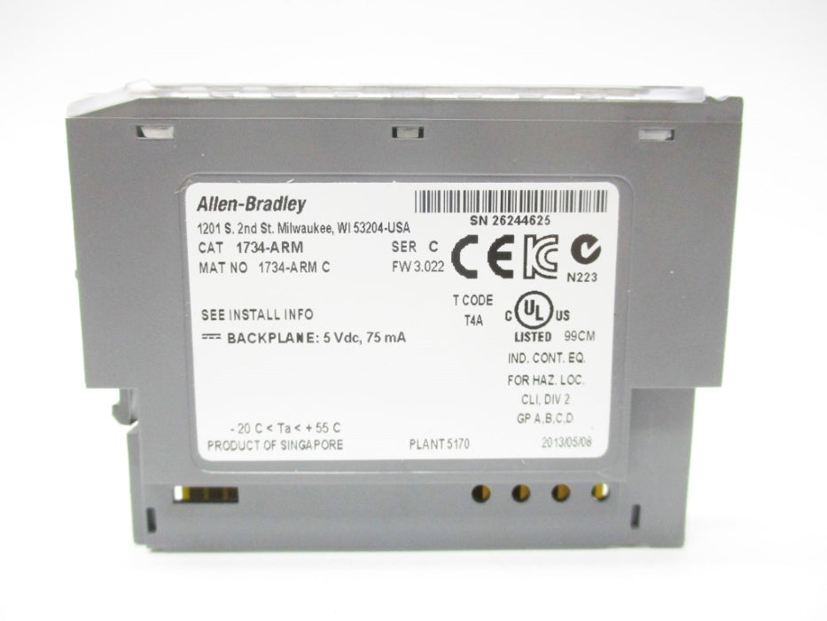 ALLEN BRADLEY 1734-ARM SER. C 5VDC F/W 3.022 UNMP