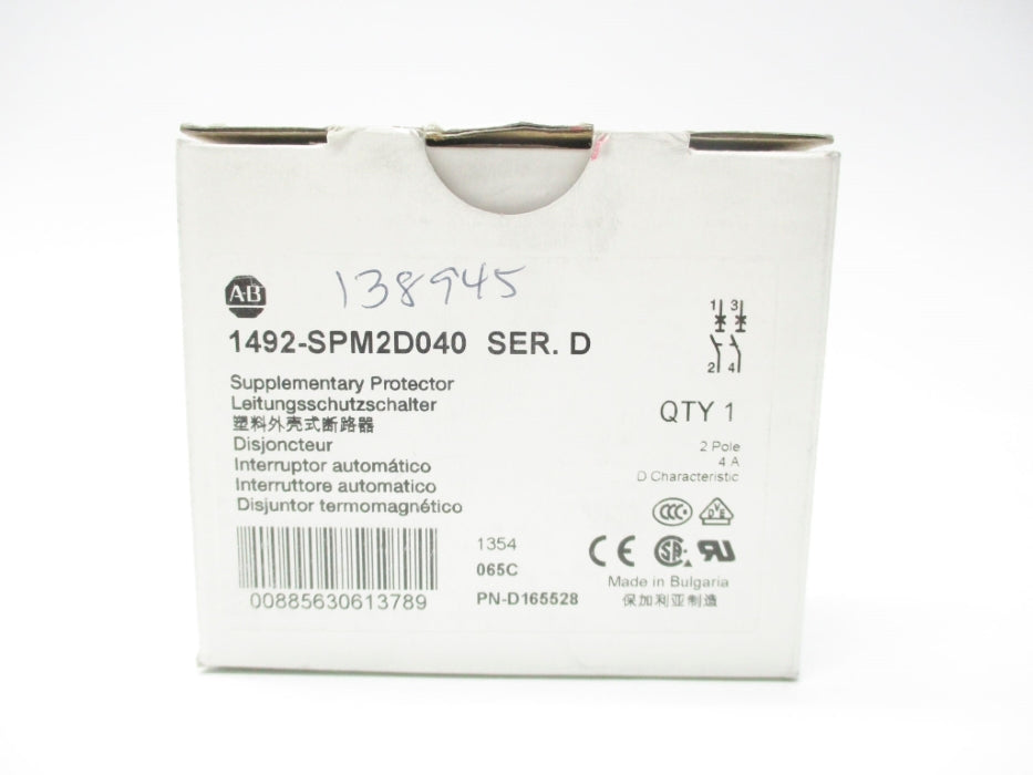 ALLEN BRADLEY 1492-SPM2D040 SER. D 4A NSMP
