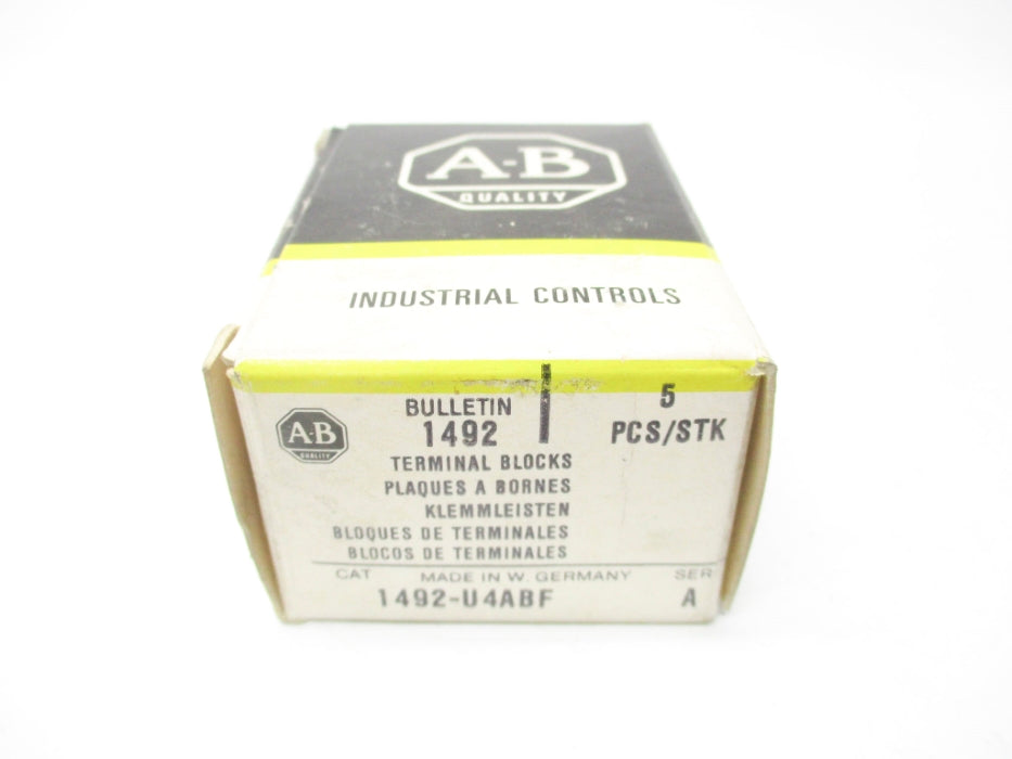 ALLEN BRADLEY 1492-U4ABF SER. A (PKG OF 5) (BK/YL) NSMP