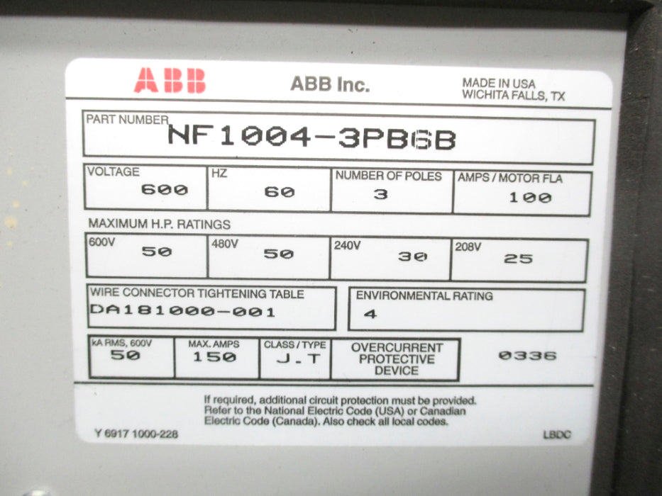 ABB NF1004-3PB6B NSNP