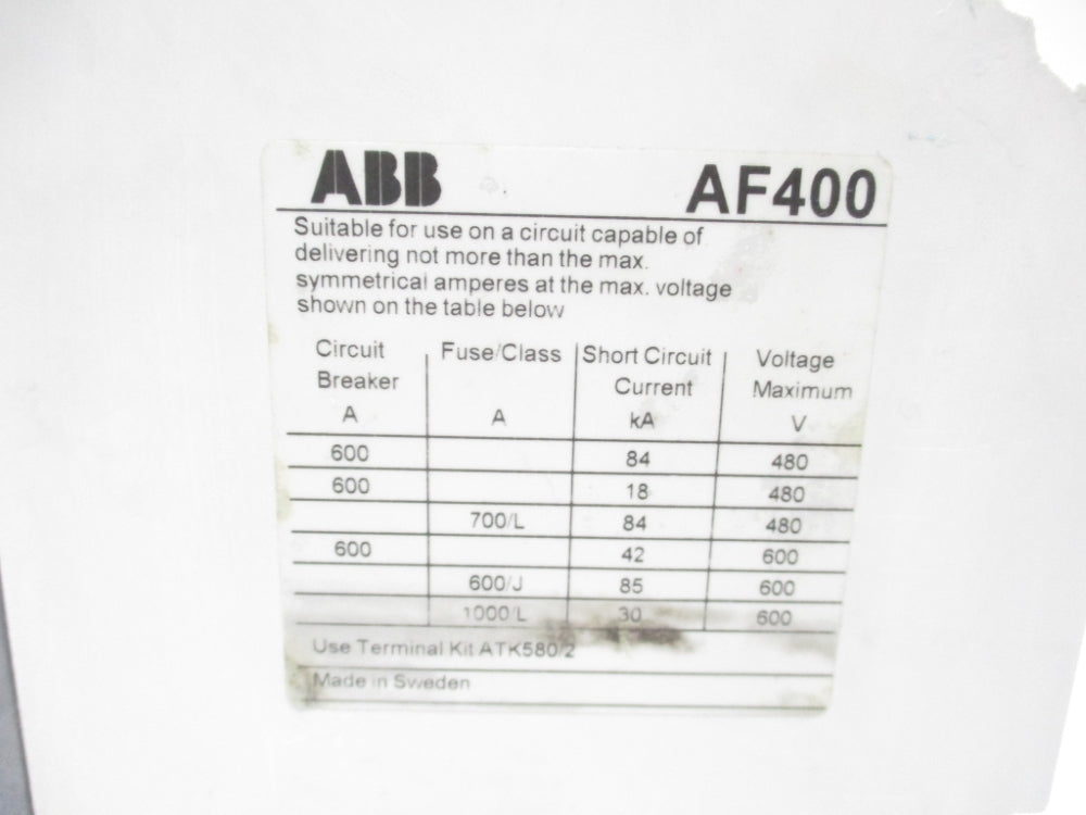 ABB AF400-30 100/250VDC UNMP