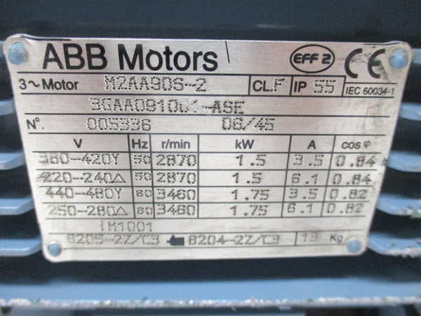 ABB MOTORS M2AA90S-2 3GAA091001-ASE AS PICTURED UNMP