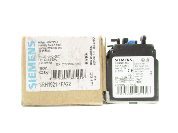 SIEMENS 3RH1921-1FA22 690V 10A NSMP