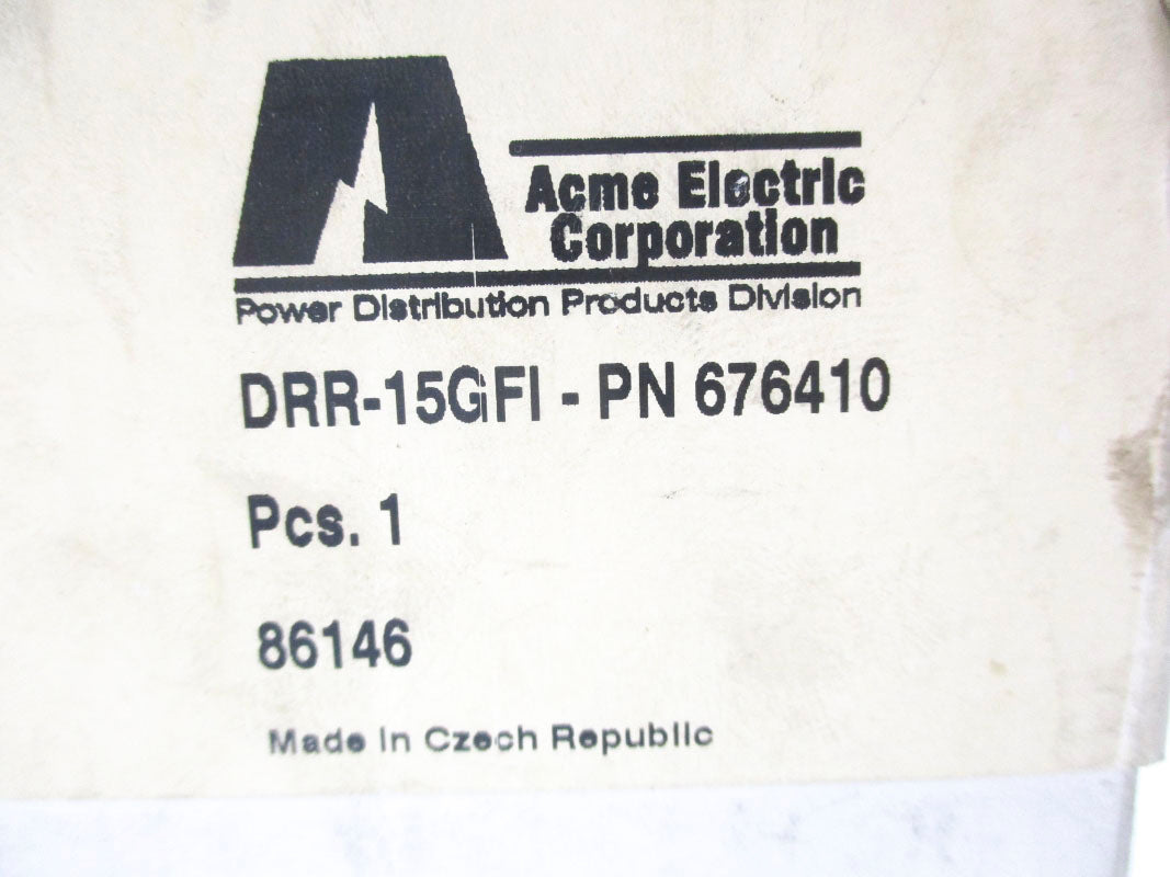 ACME ELECTRIC 676410 DRR-15GFI 15A 125V NSMP