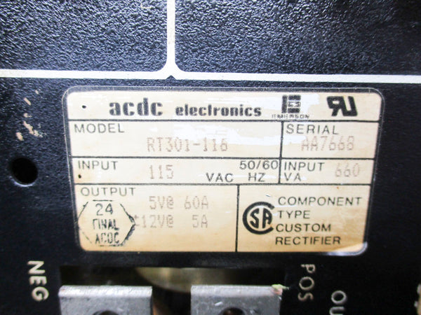 ACDC ELECTRONICS RT301-116 115VAC UNMP