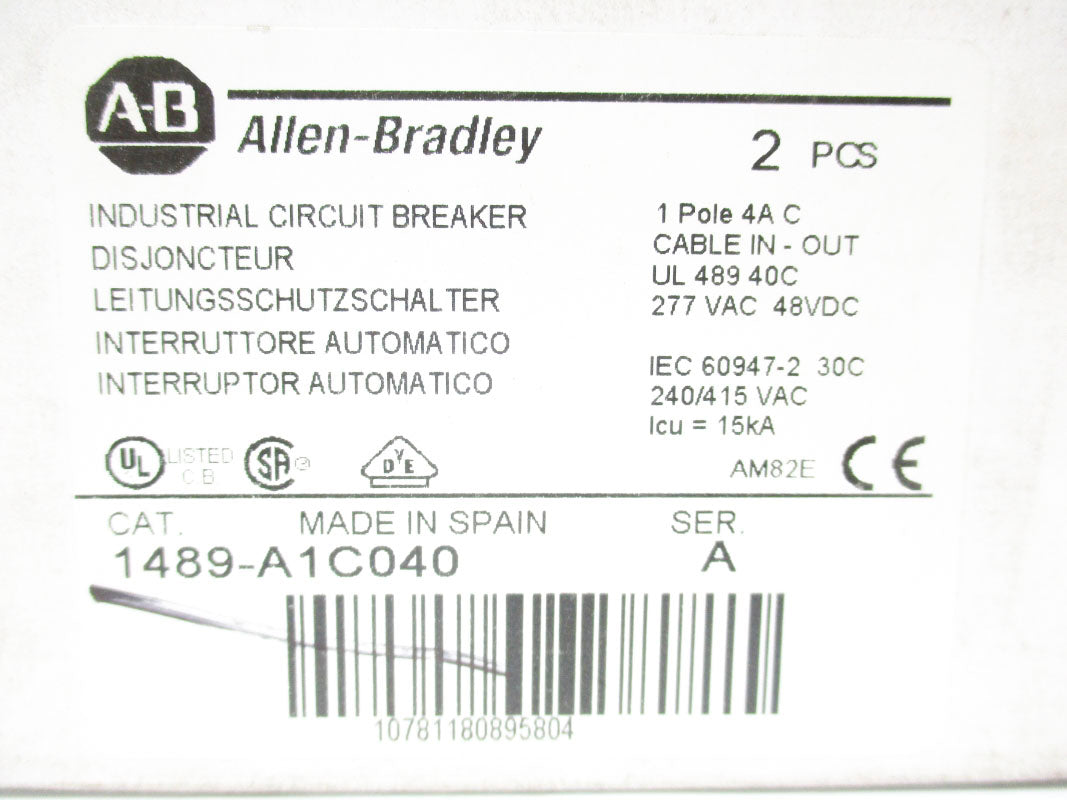 ALLEN BRADLEY 1489-A1C040 SER. A 277VAC 4A NSMP