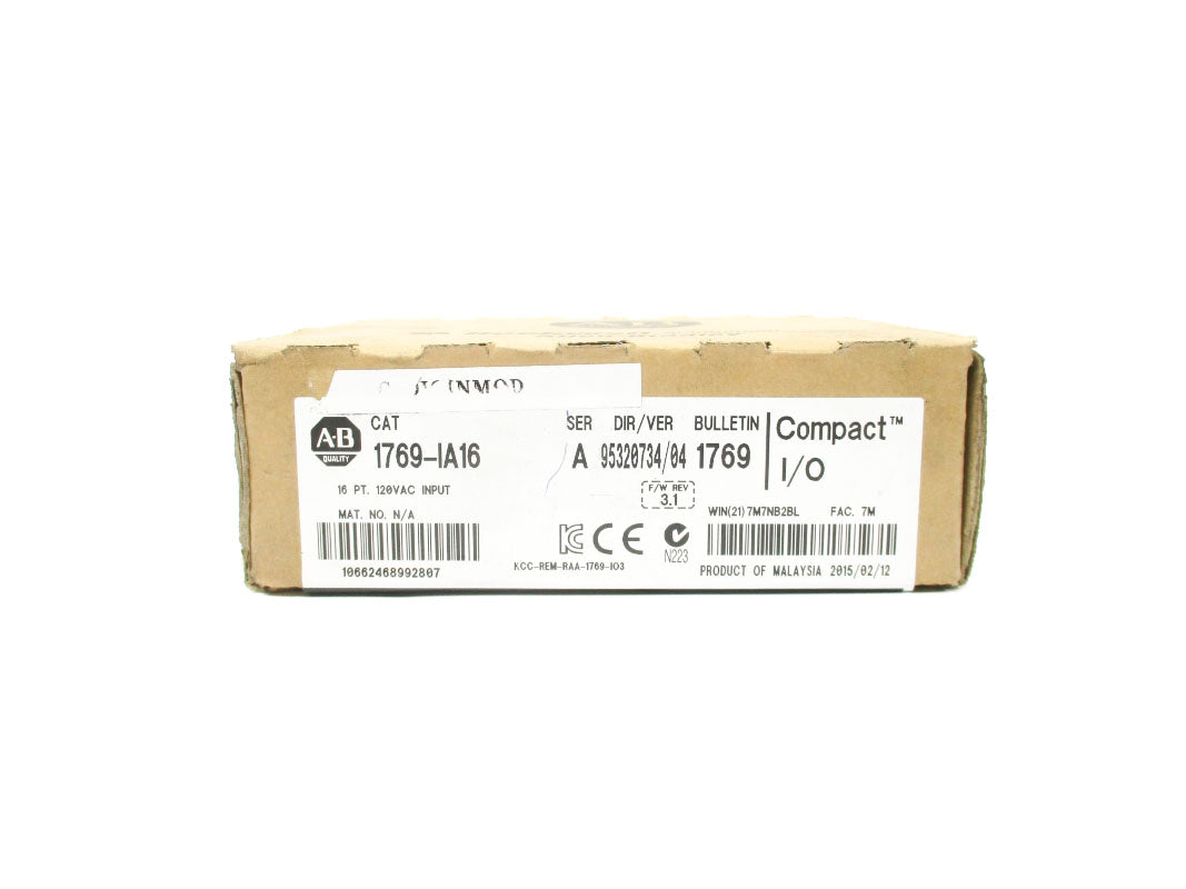 ALLEN BRADLEY 1769-IA16 SER. A 120VAC  F/W 3.1 DATE: 2015 NSFS