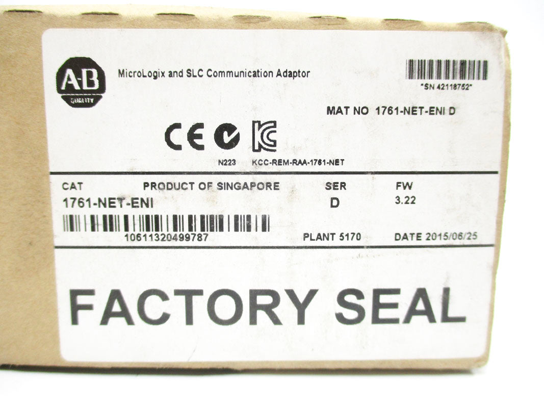 ALLEN BRADLEY 1761-NET-ENI SER. D F/W 3.22 DATE: 2015 NSFS