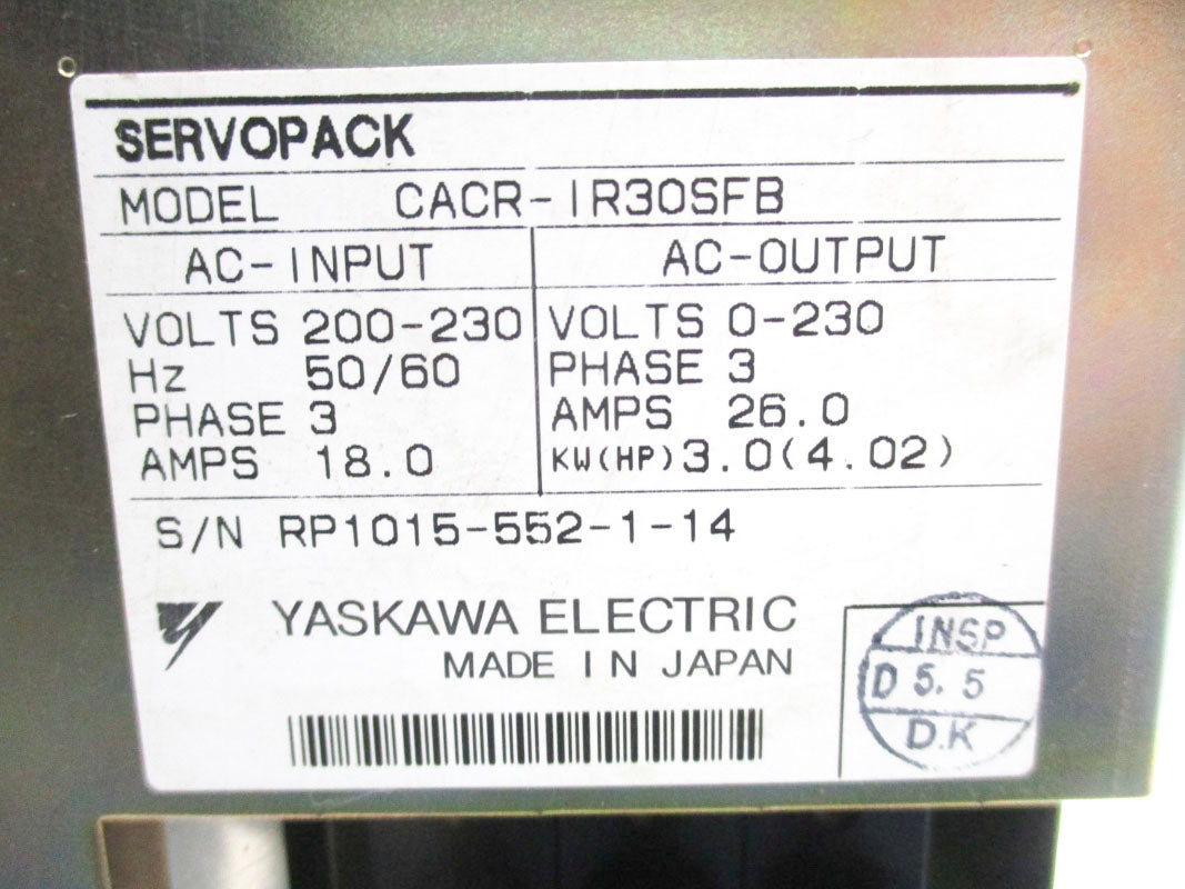 YASKAWA ELECTRIC CACR-IR30SFB 200-230V 18.0A UNMP