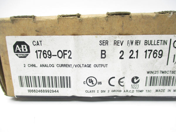 ALLEN BRADLEY 1769-OF2 SER. B F/W 2.1 DATE: 2010 NSFS