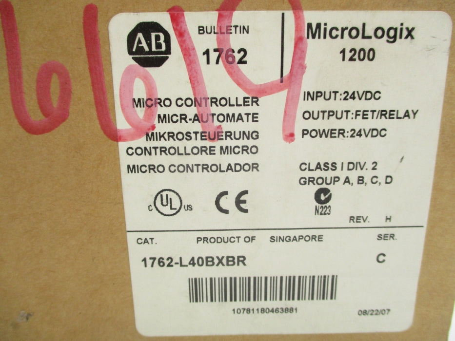 ALLEN BRADLEY 1762-L40BXBR SER. C F/W 11 NSMP