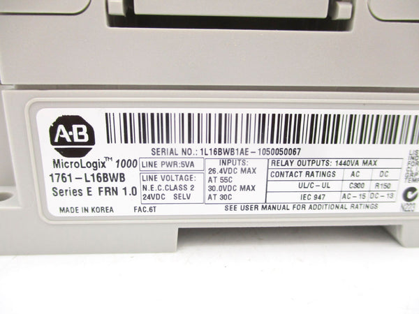 ALLEN BRADLEY 1761-L16BWB SER. E F/W 1.0 24VDC NSMP