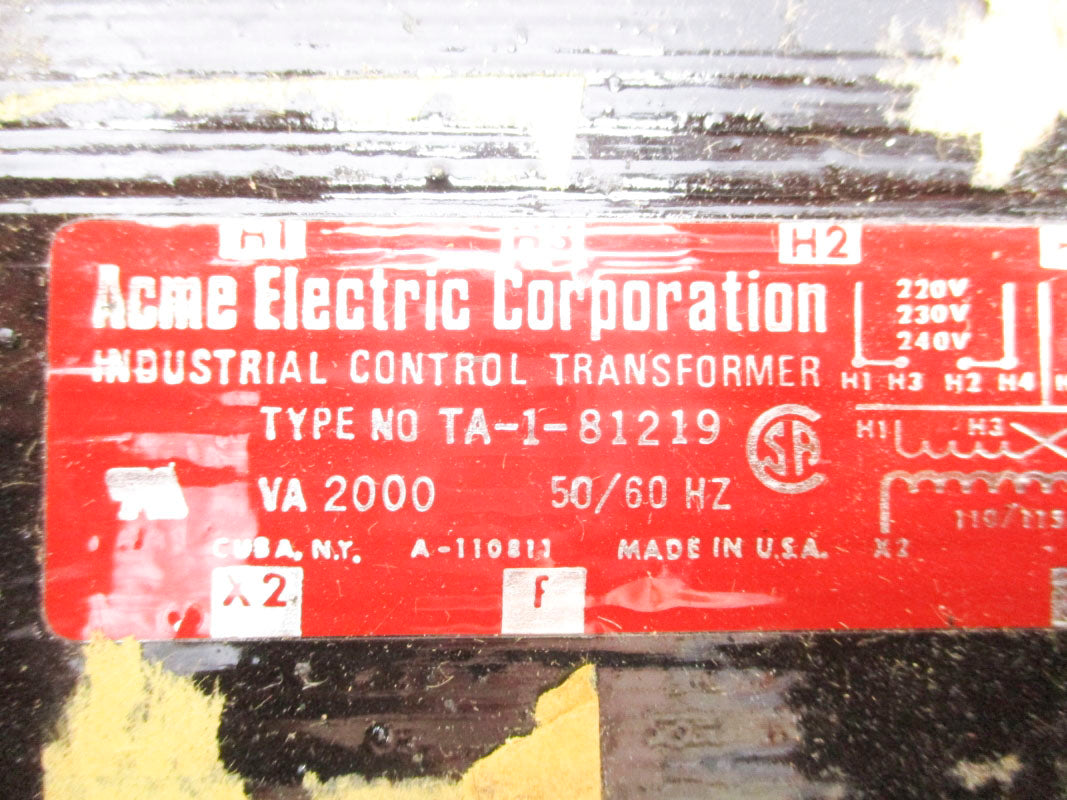 ACME ELECTRIC TA-1-81219 480V (AS PICTURED) NSNP