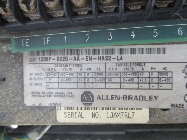 ALLEN BRADLEY 1336F-B025-AA-EN-HAS2-L4 SER. A 380-480V 40A (NO COVER) UNMP