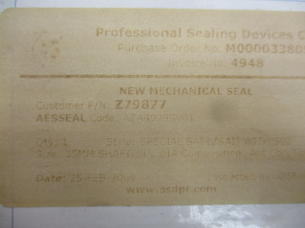 AESSEAL AZA4929SV01 35MM NSMP