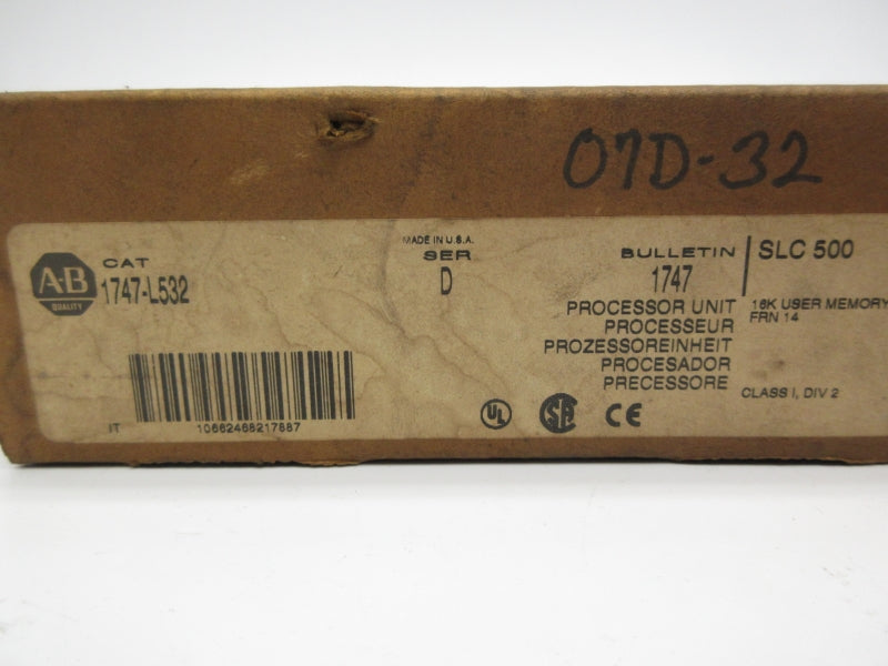 ALLEN BRADLEY 1747-L532 SER. D F/W 14 (NO KEY) NSMP