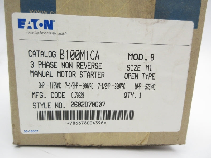 EATON B100M1CA 2602D70G07 575VAC NSMP