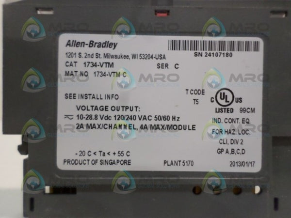 ALLEN BRADLEY 1734-VTM SER. C VOLTAGE TERMINAL MODULE  UNMP