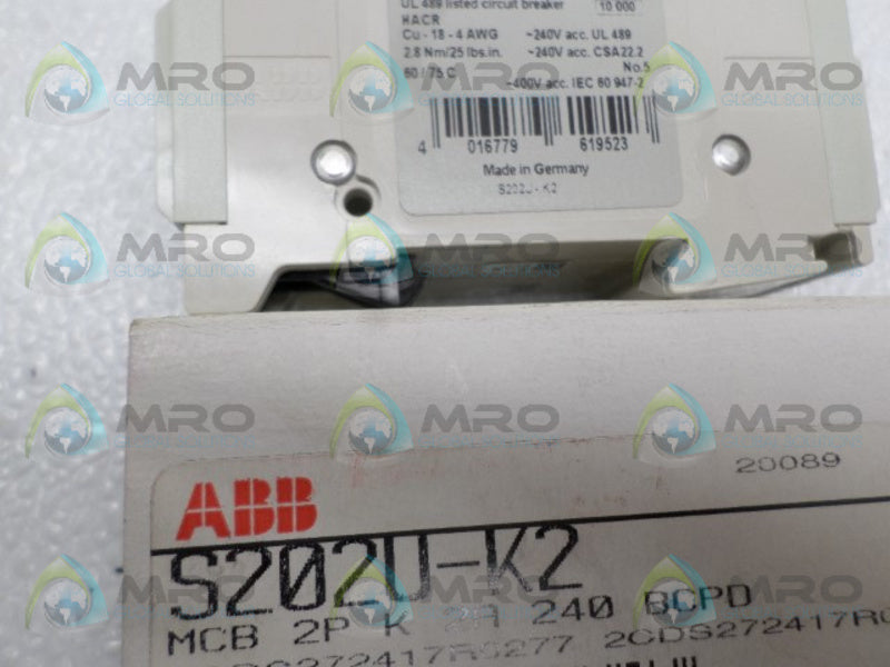 ABB S202U-K2 CIRCUIT BREAKER 2A NSMP