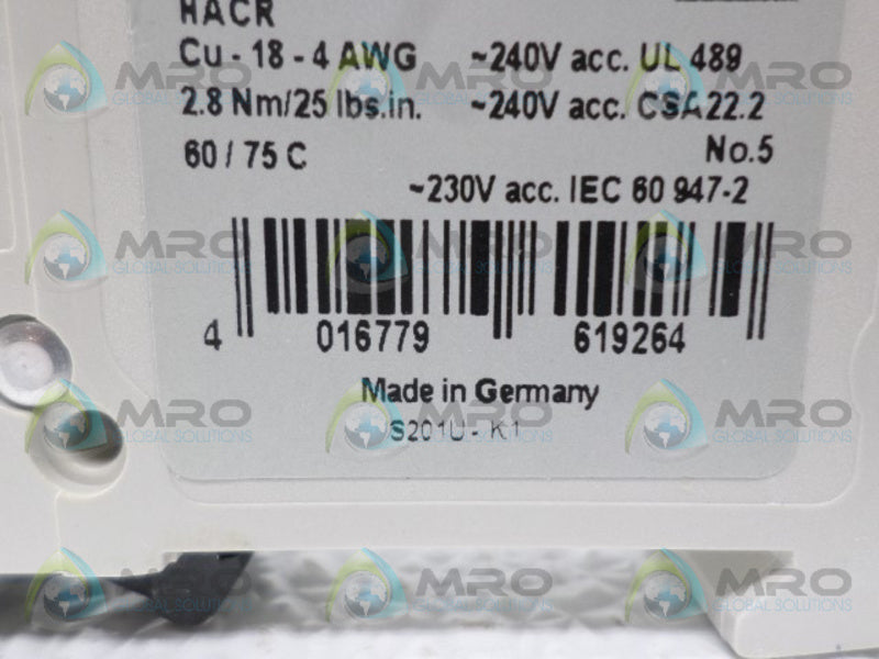 ABB S201U-K1 CIRCUIT BREAKER 1A NSNP