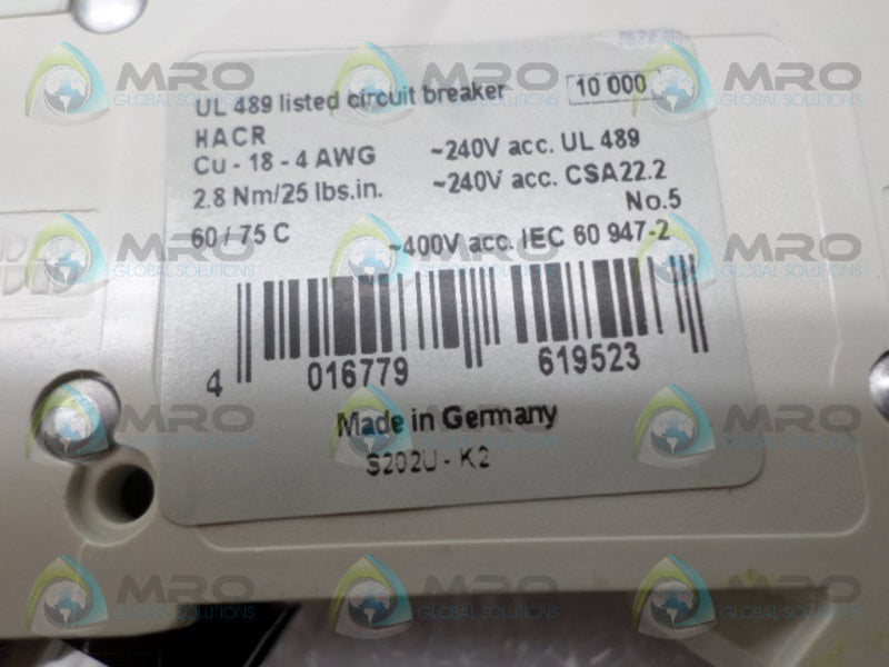 ABB S202U-K2 CIRCUIT BREAKER 2A NSNP