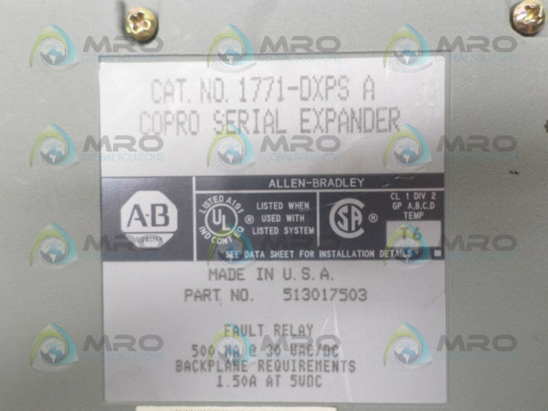 ALLEN BRADLEY 1771-DXPS SER. A CONTROL COPROCESSOR SERIAL EXPANDER  UNMP