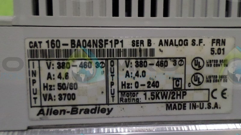 ALLEN BRADLEY 160-BA04NSF1P1 SER. B F/W 5.01 SPEED CONTROLLER  NSNP