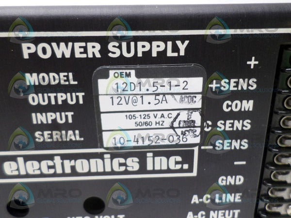 ACDC ELECTRONICS 12D1.5-1-2 POWER SUPPLY  NSNP
