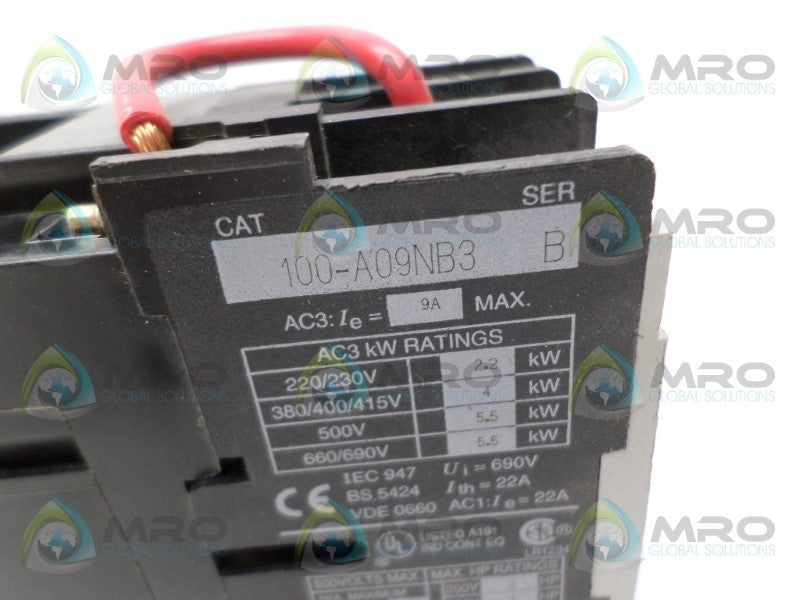 ALLEN BRADLEY 100-A09NB3 SER. B CONTACTOR 440/480V  UNMP