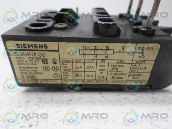SIEMENS 3UA4101-0S OVERLOAD RELAY 8-12A  UNMP