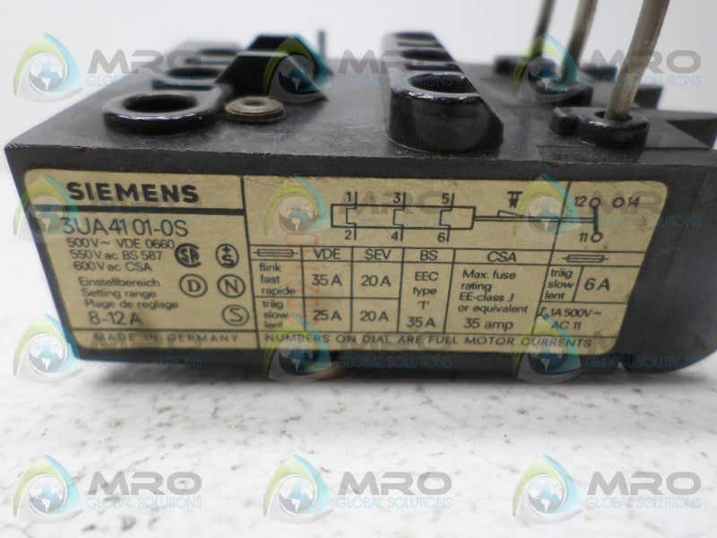SIEMENS 3UA4101-0S OVERLOAD RELAY 8-12A  UNMP