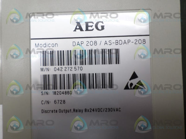AEG MODICON DAP208/AS-BDAP-208 OUTPUT MODULE NSNP