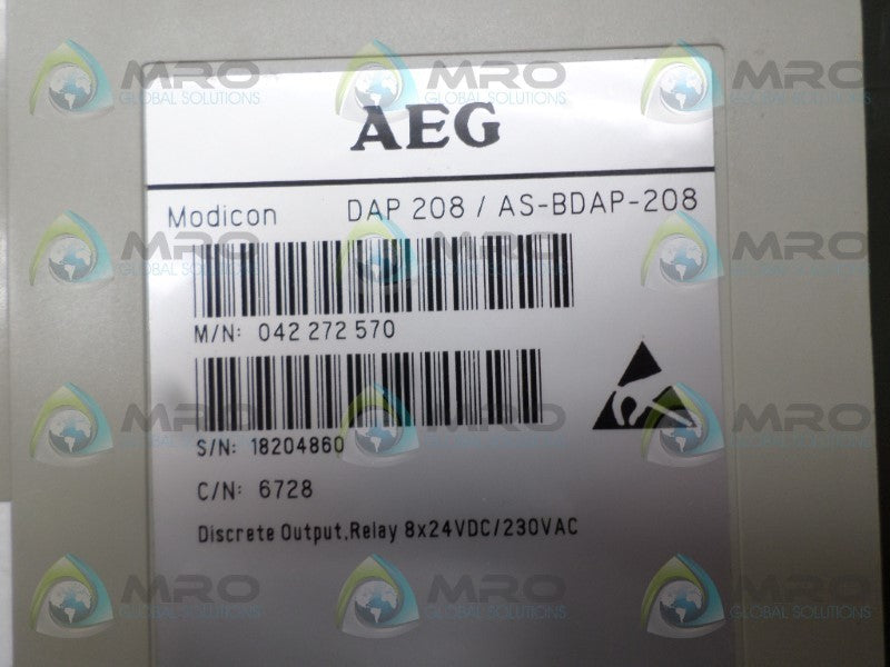 AEG MODICON DAP208/AS-BDAP-208 OUTPUT MODULE NSNP